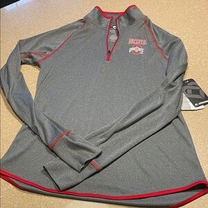 Colosseum Gray and Red Women's Quarter-Zip Sweatshirt
